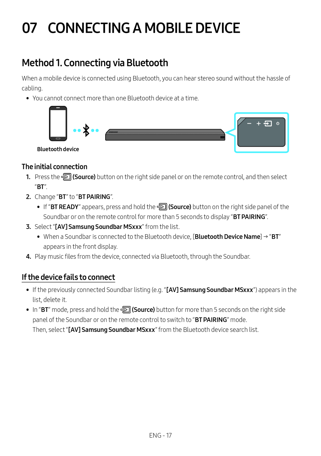 If the device fails to connect Method 1. Connecting via Bluetooth