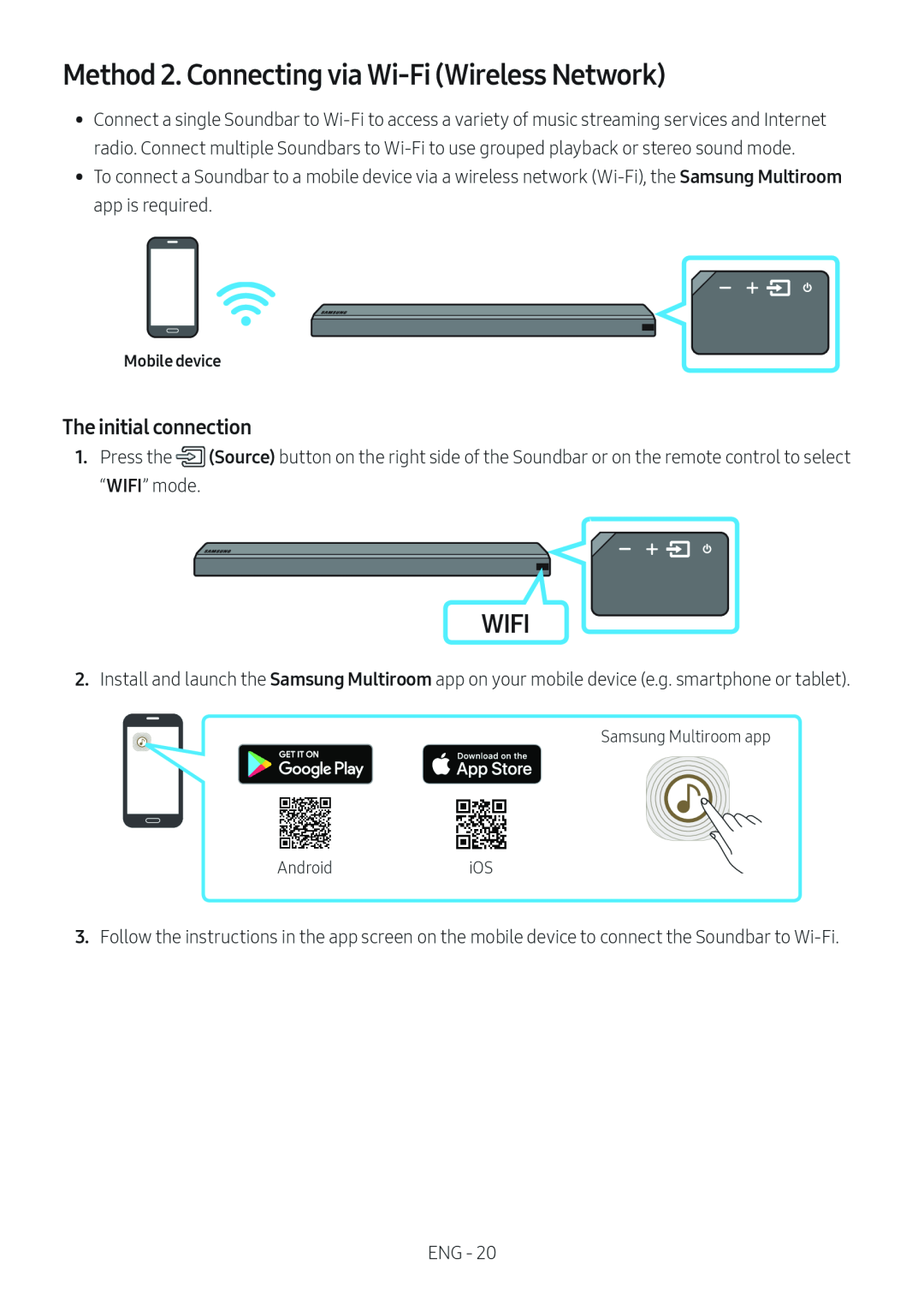 Method 2. Connecting via Wi-Fi(Wireless Network) Standard HW-MS550