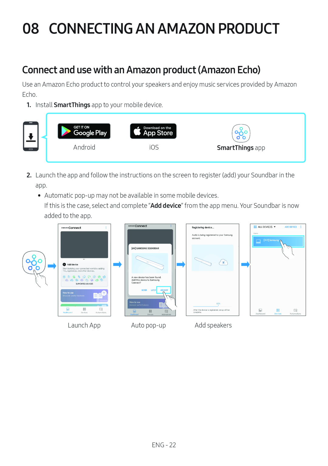 Connect and use with an Amazon product (Amazon Echo) 08 CONNECTING AN AMAZON PRODUCT