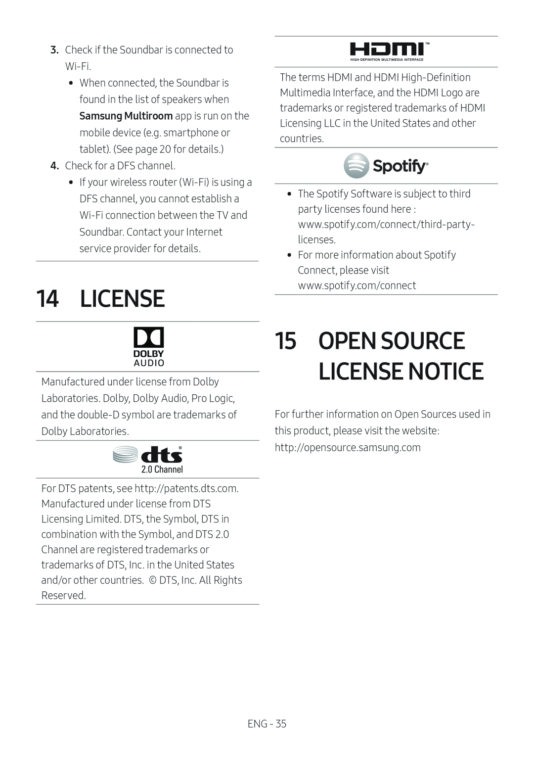 14 LICENSE Standard HW-MS550