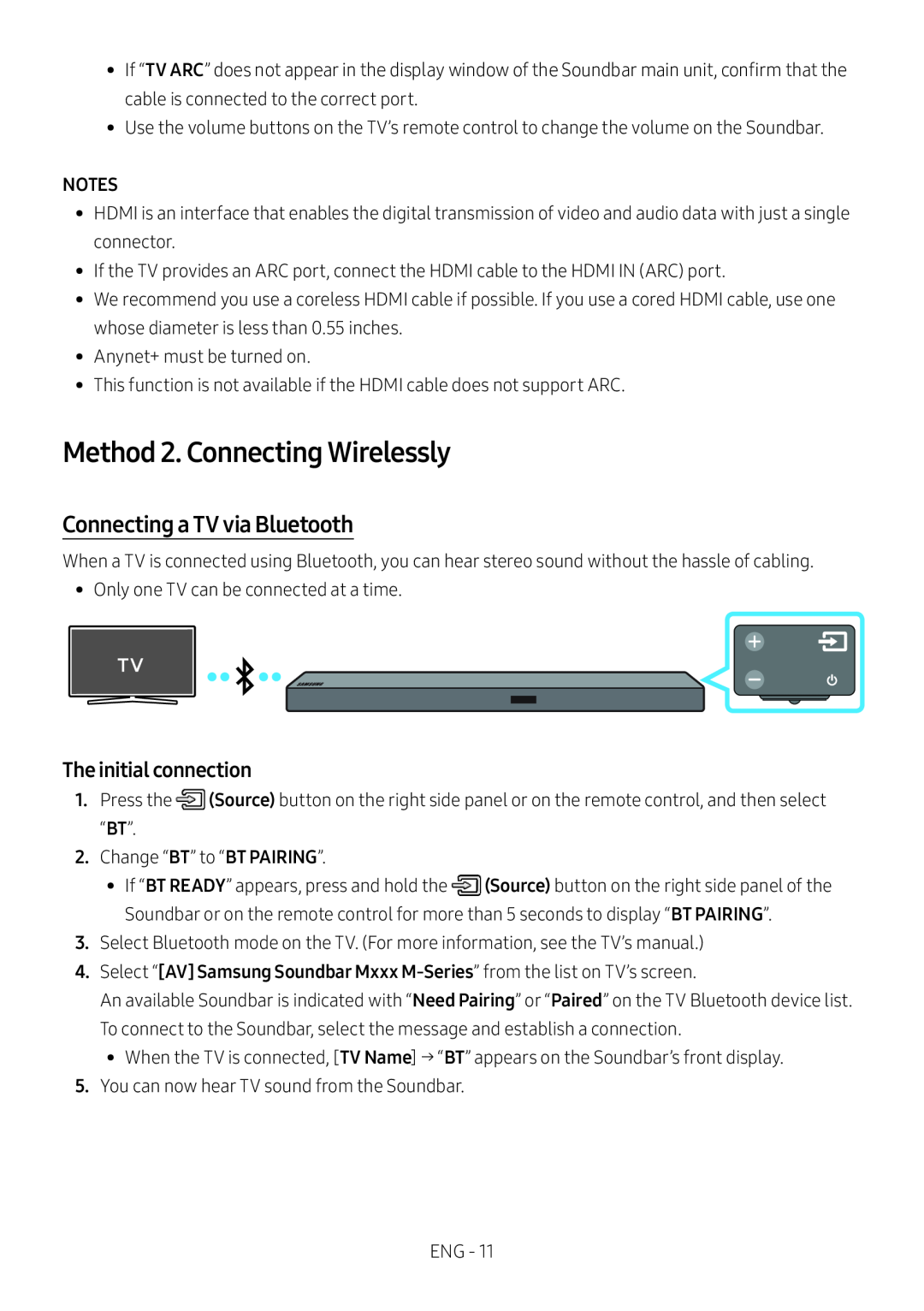 The initial connection Standard HW-M550