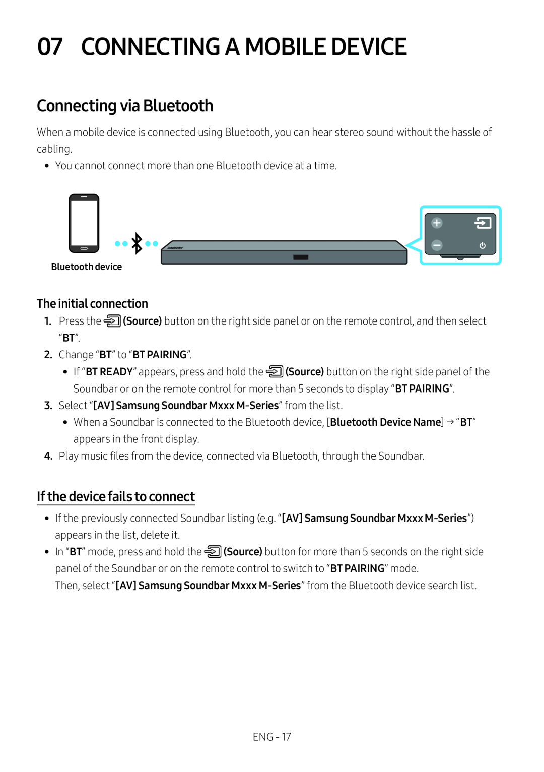 Connecting via Bluetooth Standard HW-M550