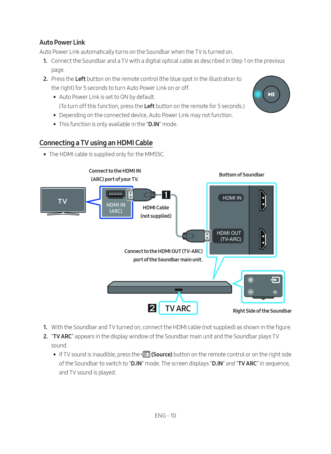 Auto Power Link Connecting a TV using an HDMI Cable