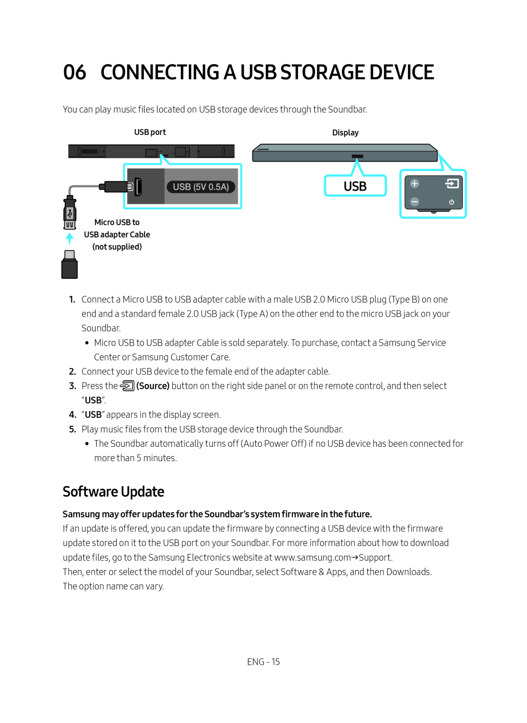 06 CONNECTING A USB STORAGE DEVICE Standard HW-MM55