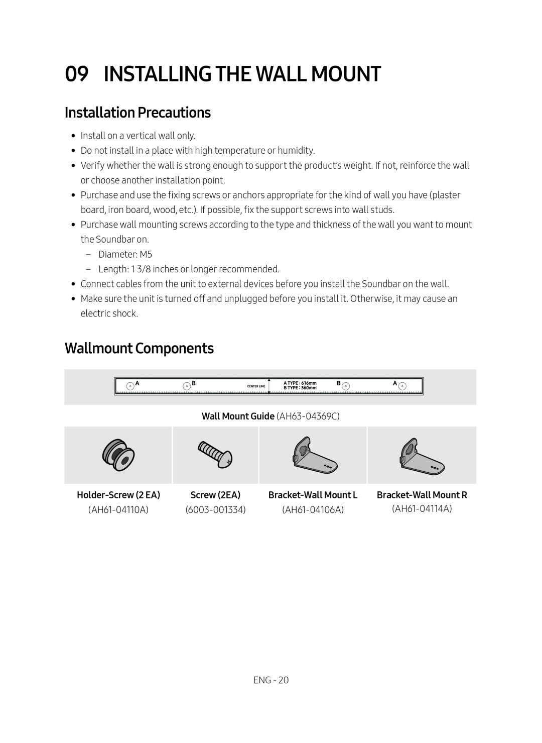 Installation Precautions Wallmount Components