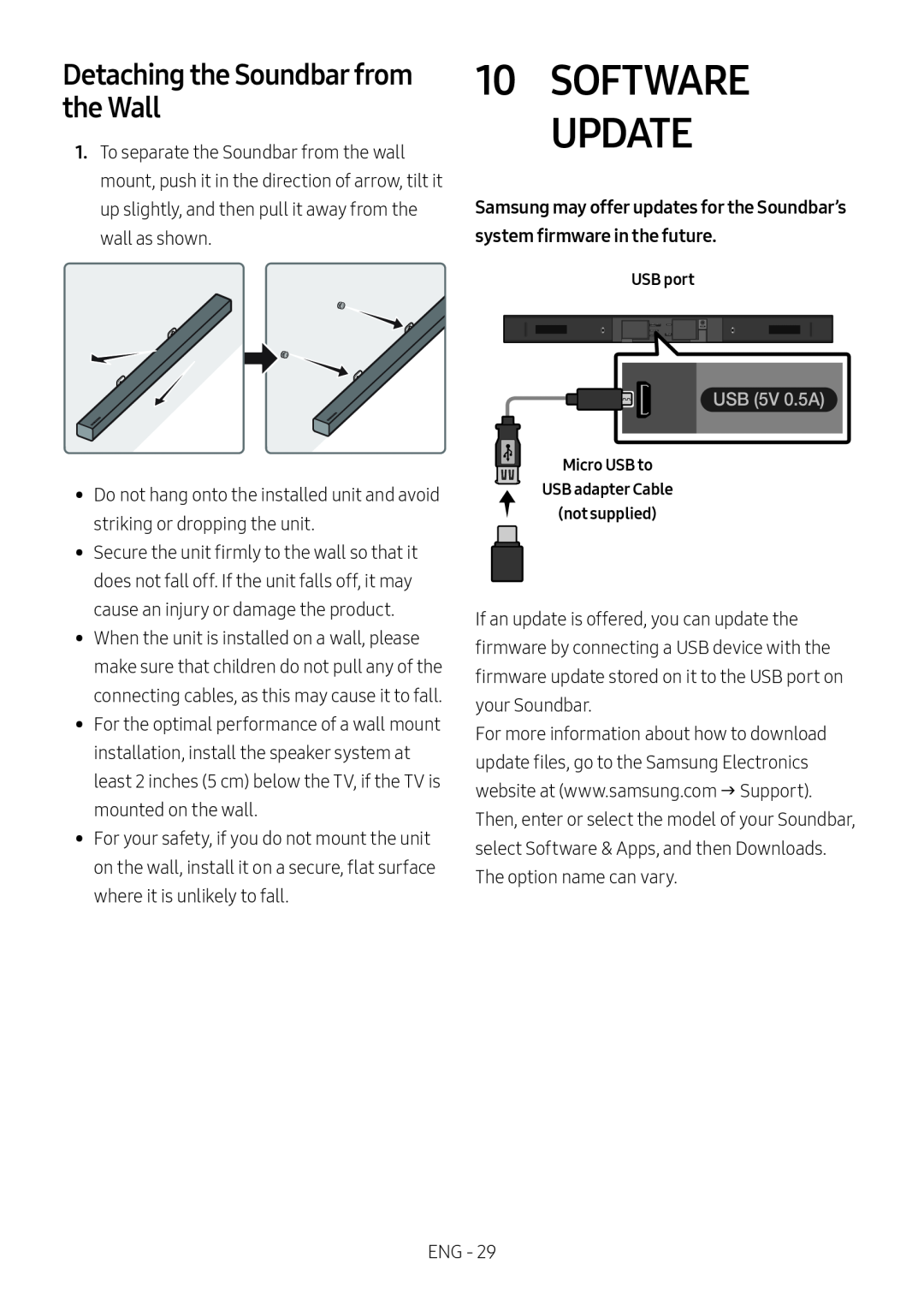 Detaching the Soundbar from the Wall Standard HW-M450