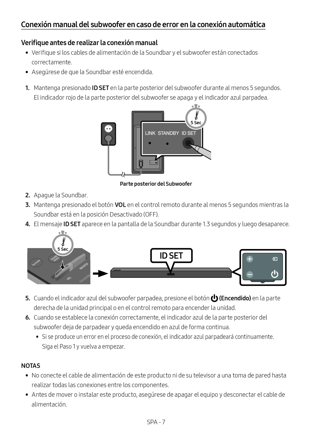 Conexión manual del subwoofer en caso de error en la conexión automática Standard HW-M450