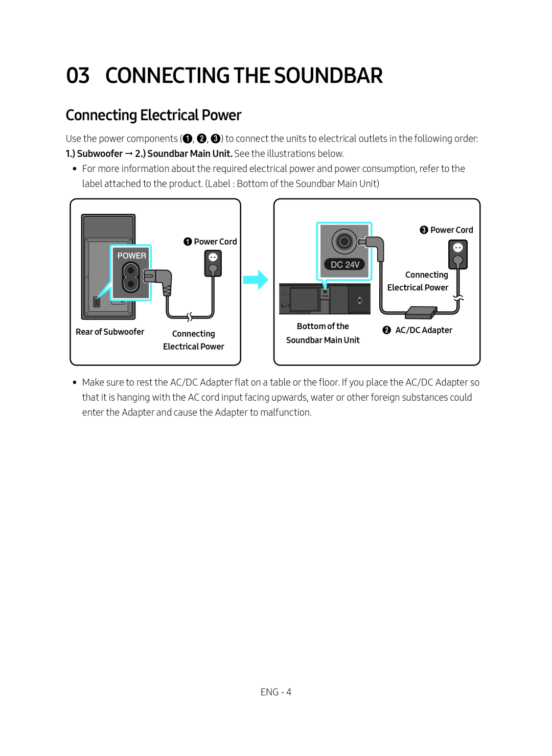 Connecting Electrical Power Standard HW-M450