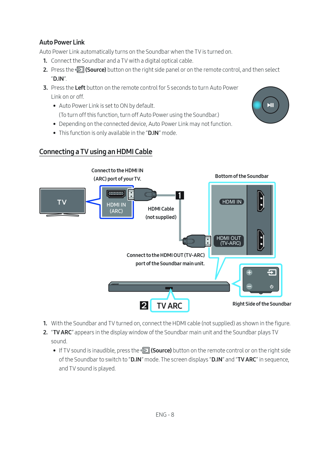 Auto Power Link Connecting a TV using an HDMI Cable