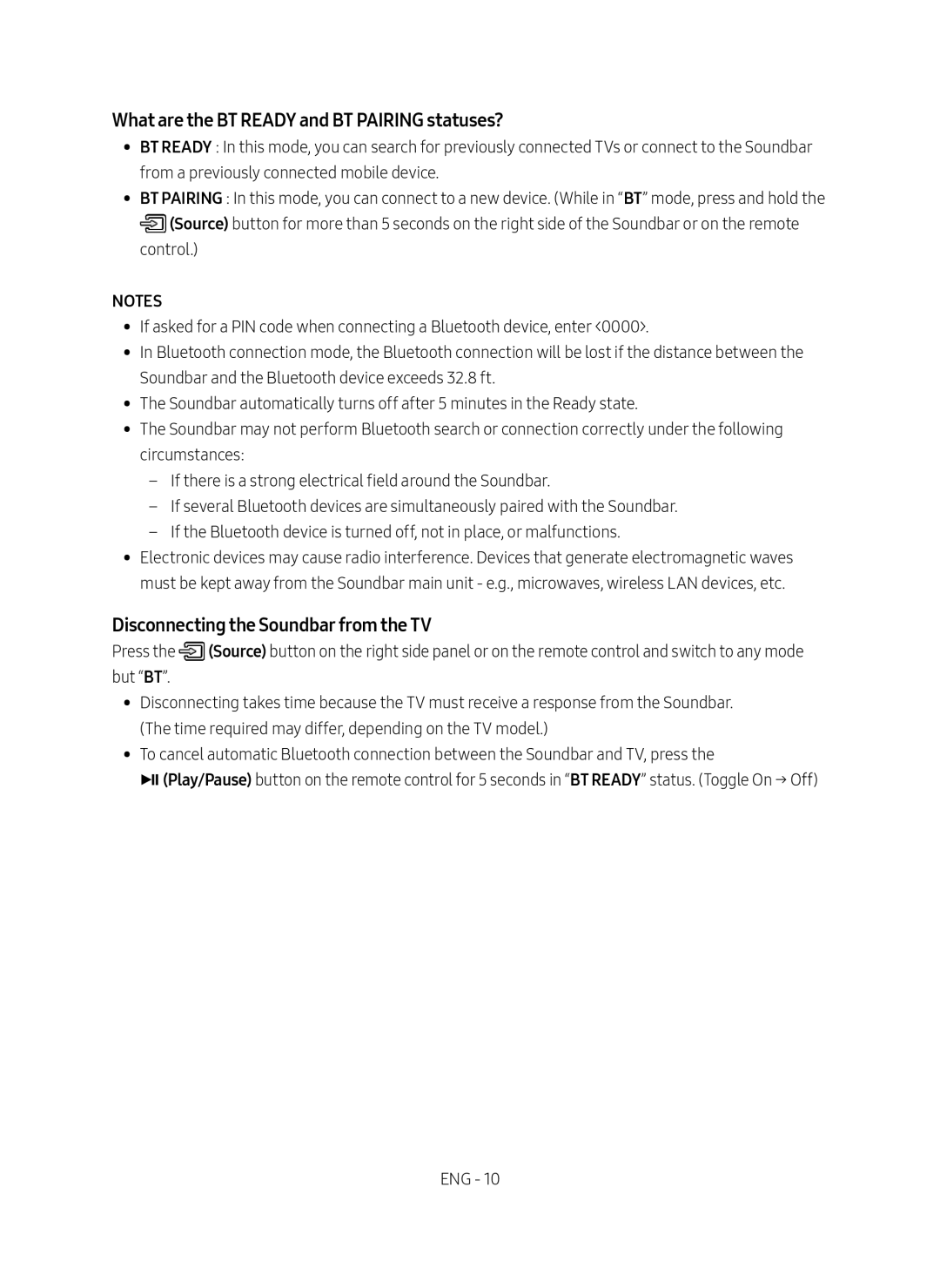 What are the BT READY and BT PAIRING statuses Standard HW-M450