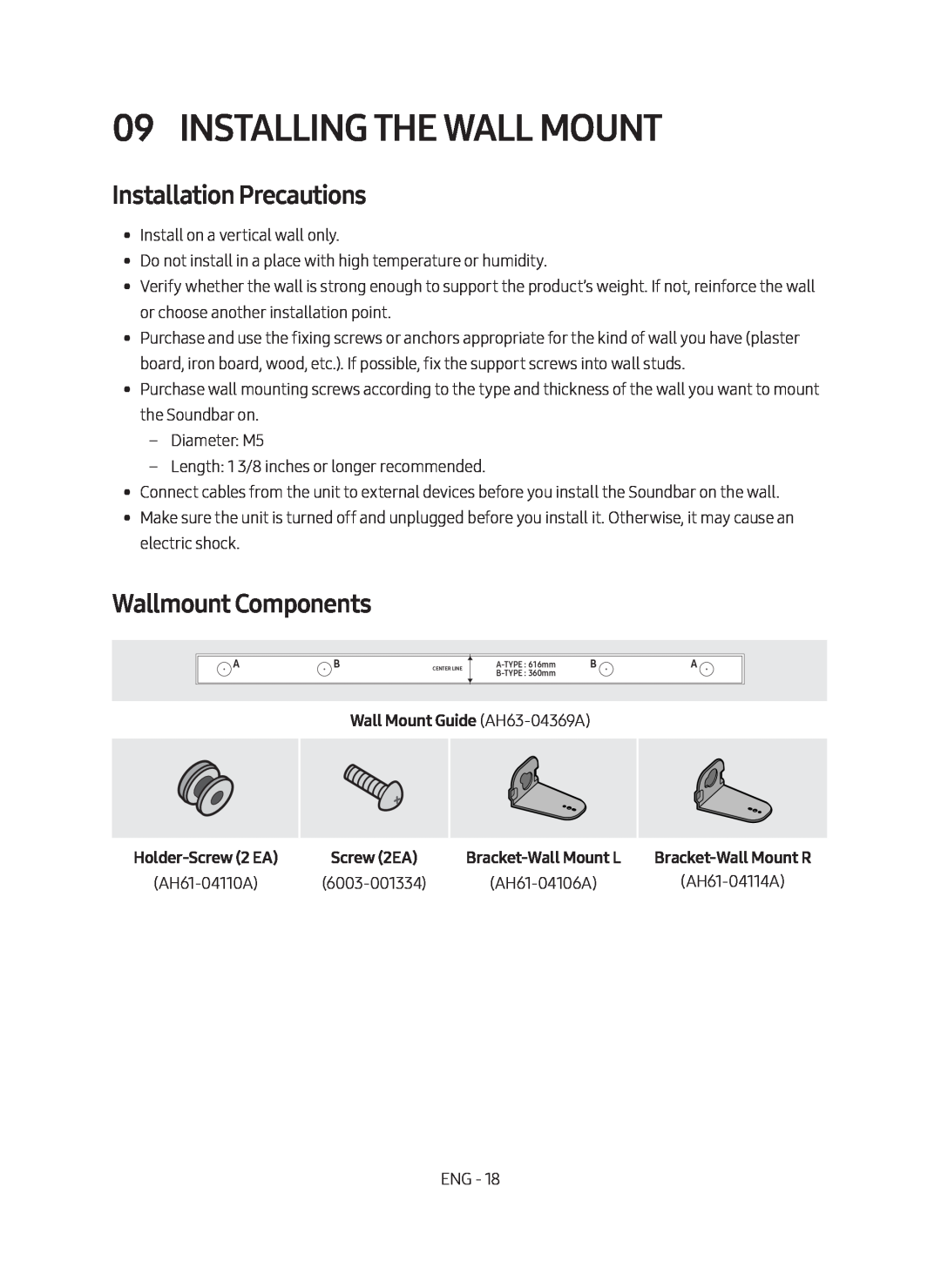 Installation Precautions Wallmount Components