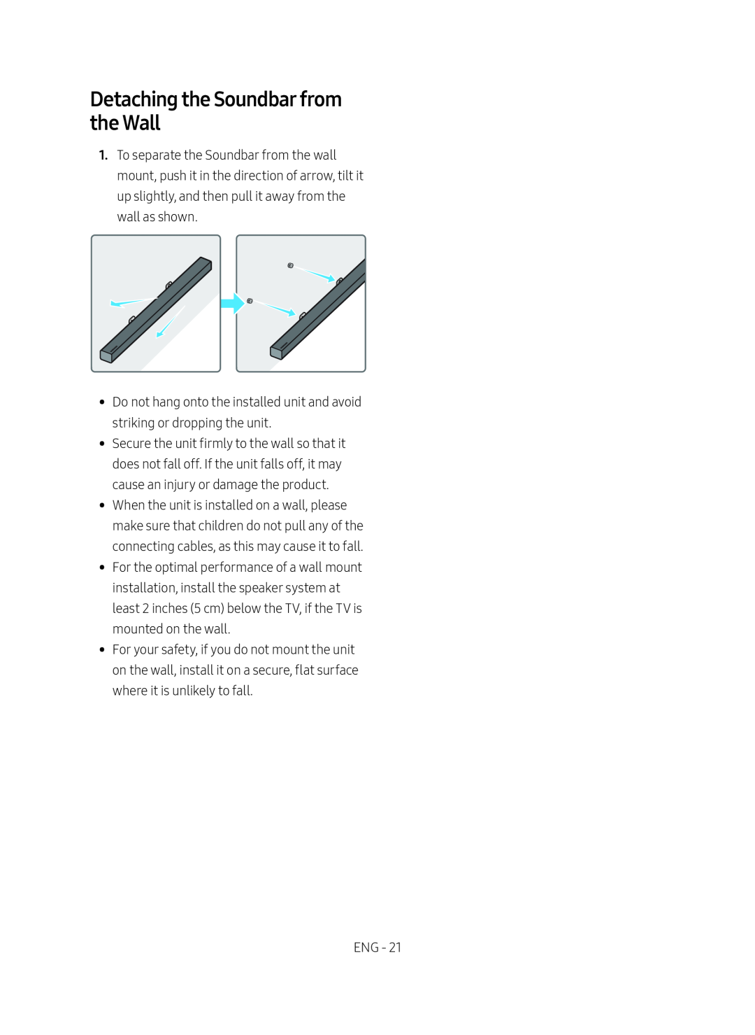 Detaching the Soundbar from the Wall Standard HW-M450