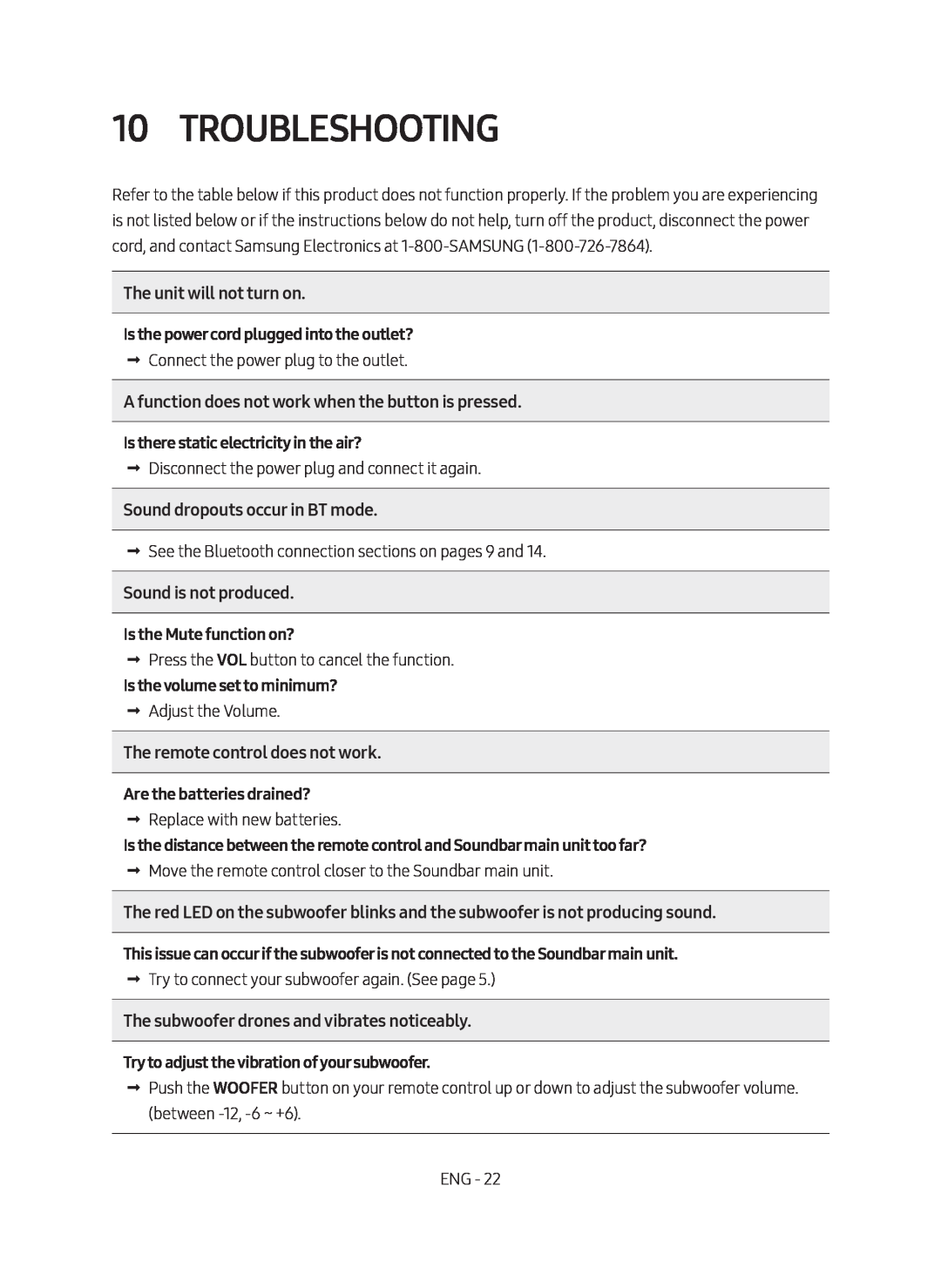 10 Troubleshooting Standard HW-M450