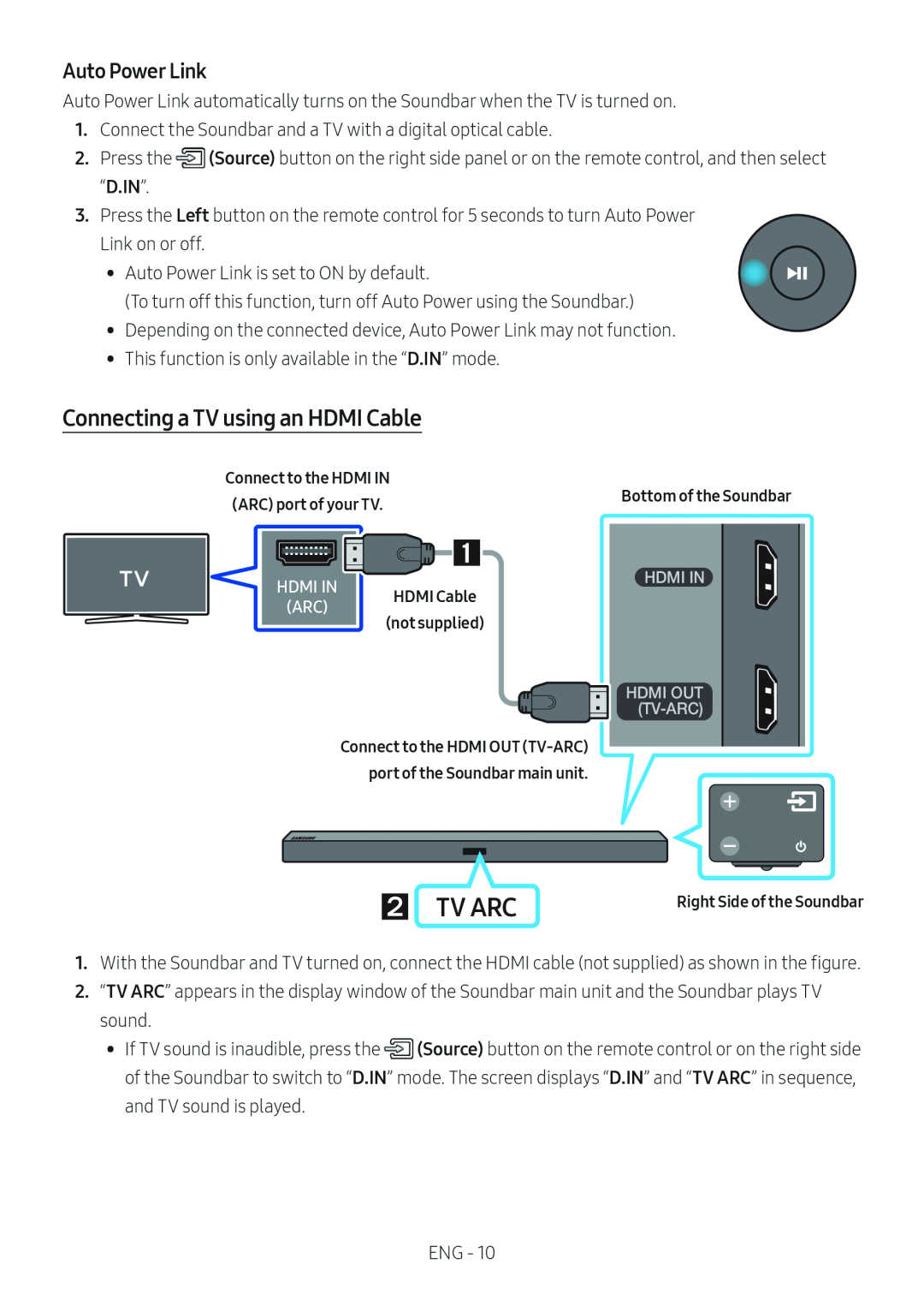 Auto Power Link Connecting a TV using an HDMI Cable