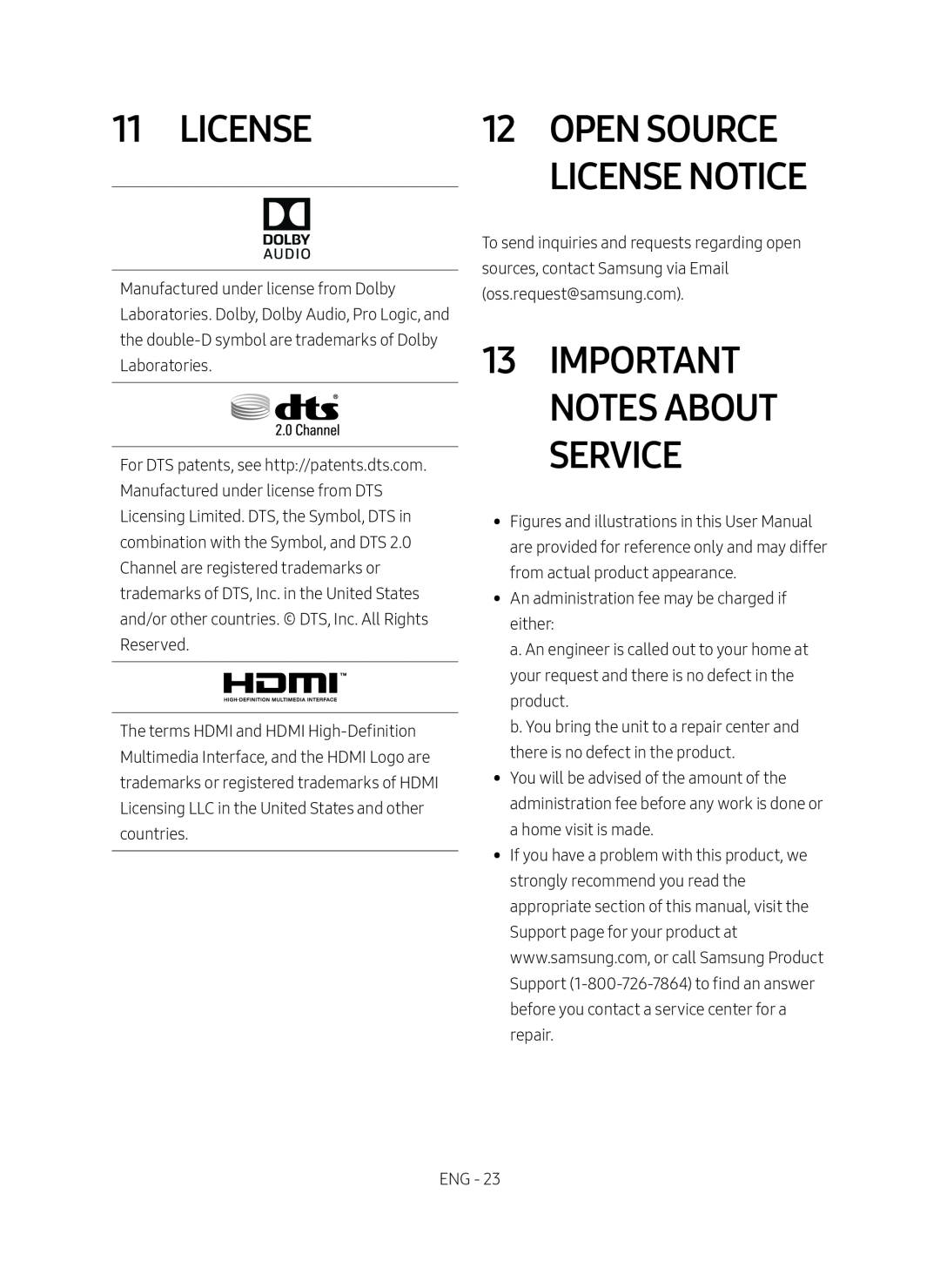 11 LICENSE Standard HW-M430