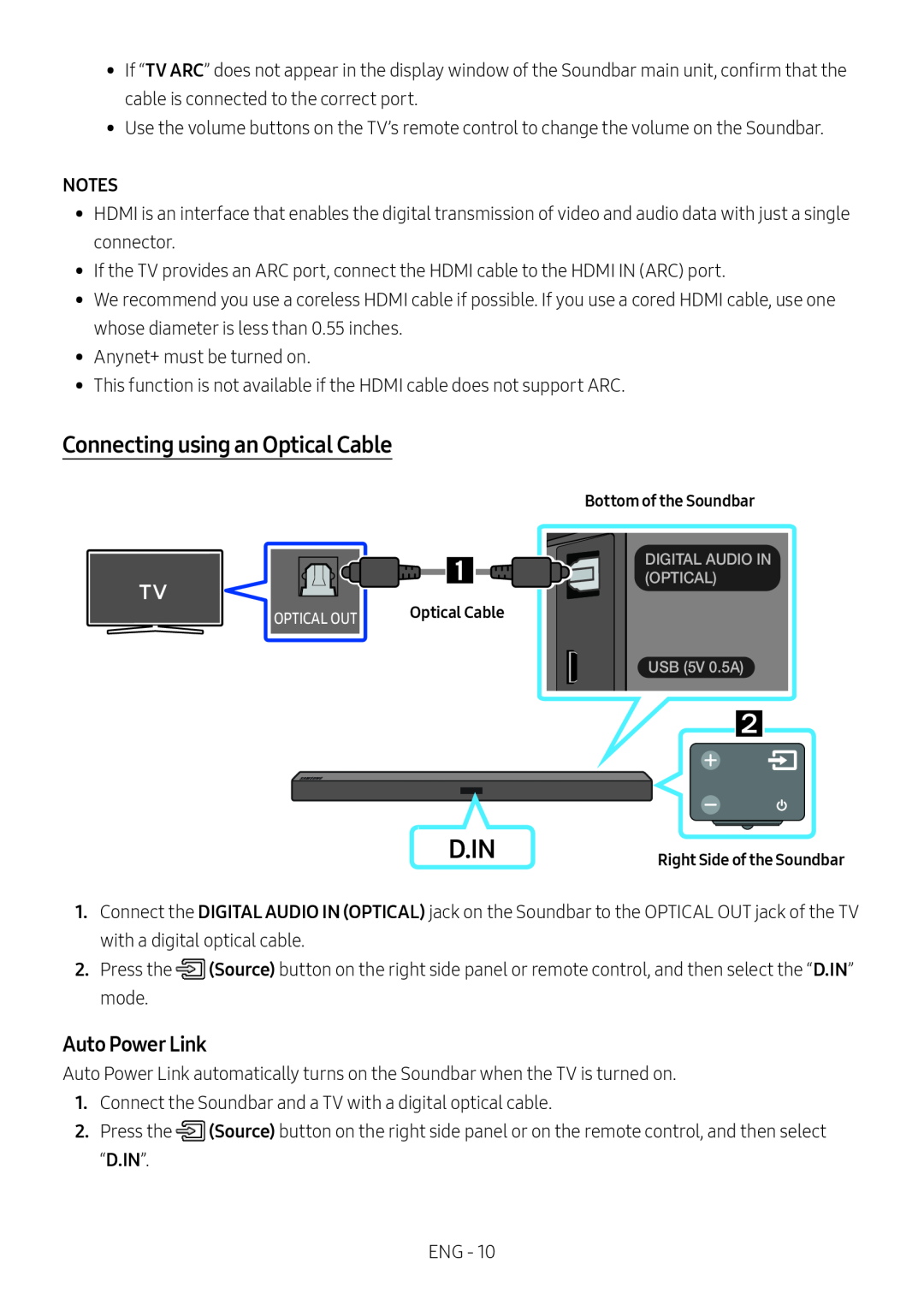 Auto Power Link Connecting using an Optical Cable