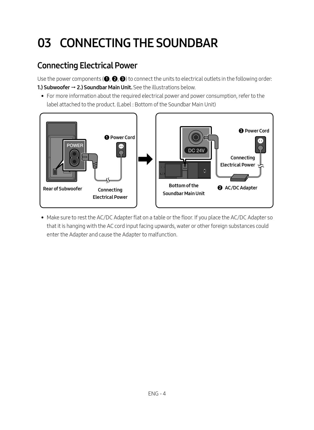 Connecting Electrical Power Standard HW-MM45C