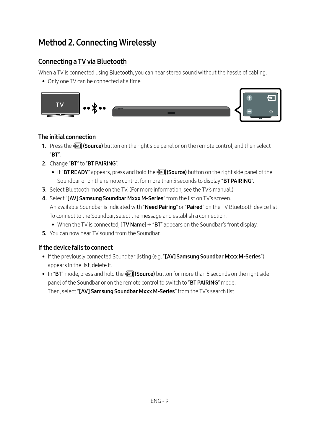 Connecting a TV via Bluetooth Standard HW-MM45C