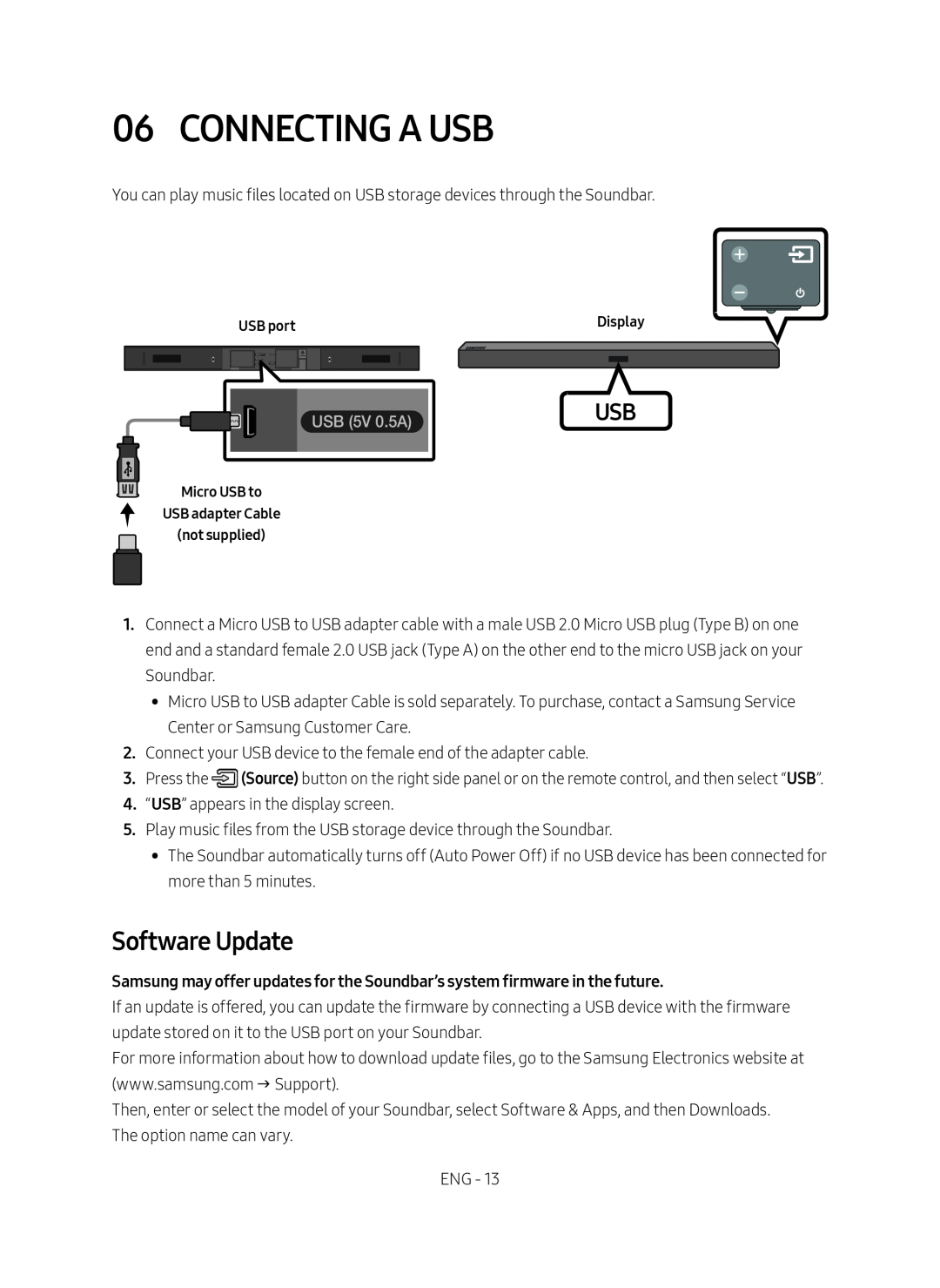 Software Update 06 CONNECTING A USB