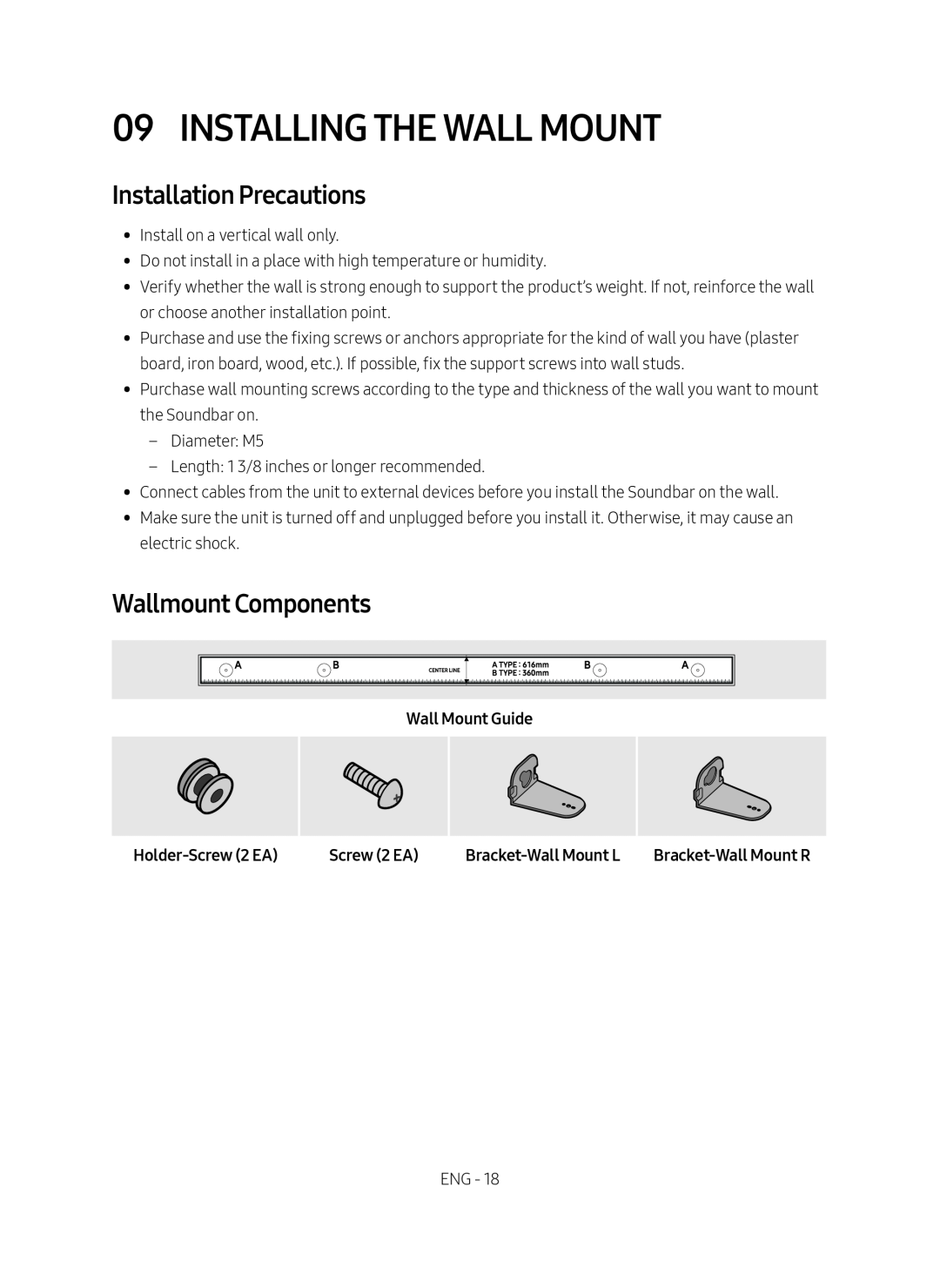 Installation Precautions Wallmount Components