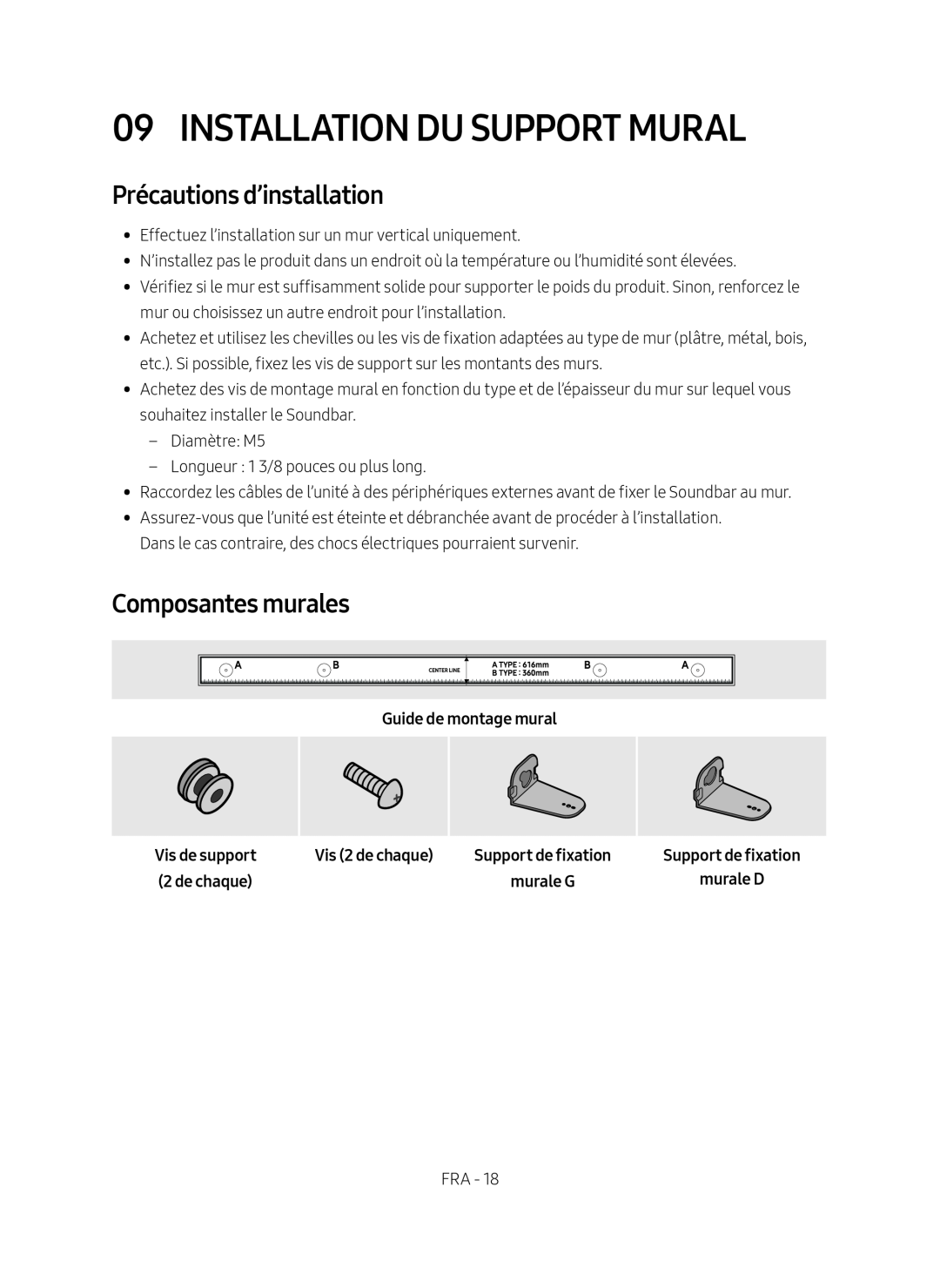 Précautions d’installation Standard HW-MM45C