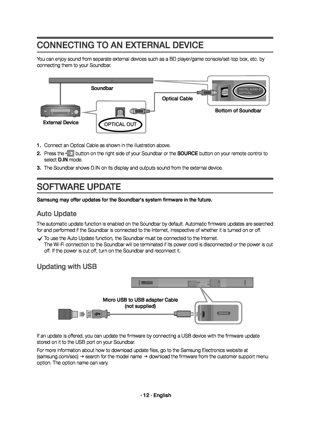 CONNECTING TO AN EXTERNAL DEVICE Standard HW-K650