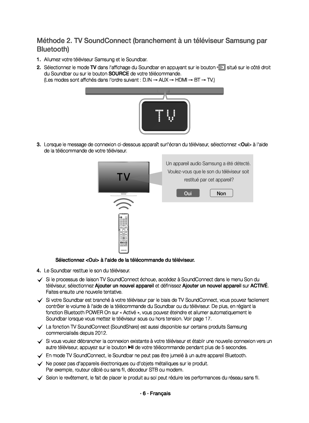 Méthode 2. TV SoundConnect (branchement à un téléviseur Samsung par Bluetooth)