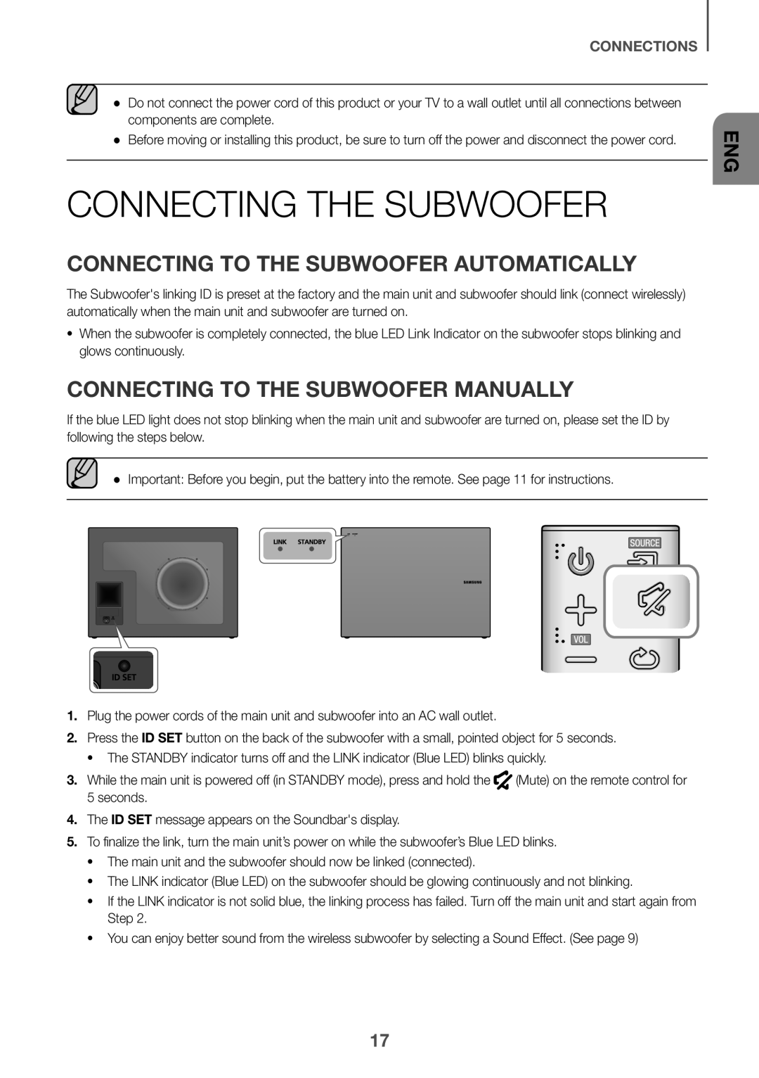 CONNECTIONS Connecting to the Subwoofer Automatically