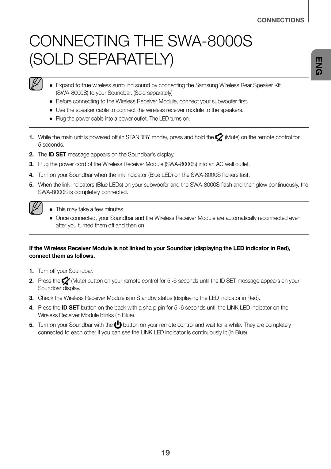 Connecting the SWA-8000S(Sold Separately) Standard HW-K550