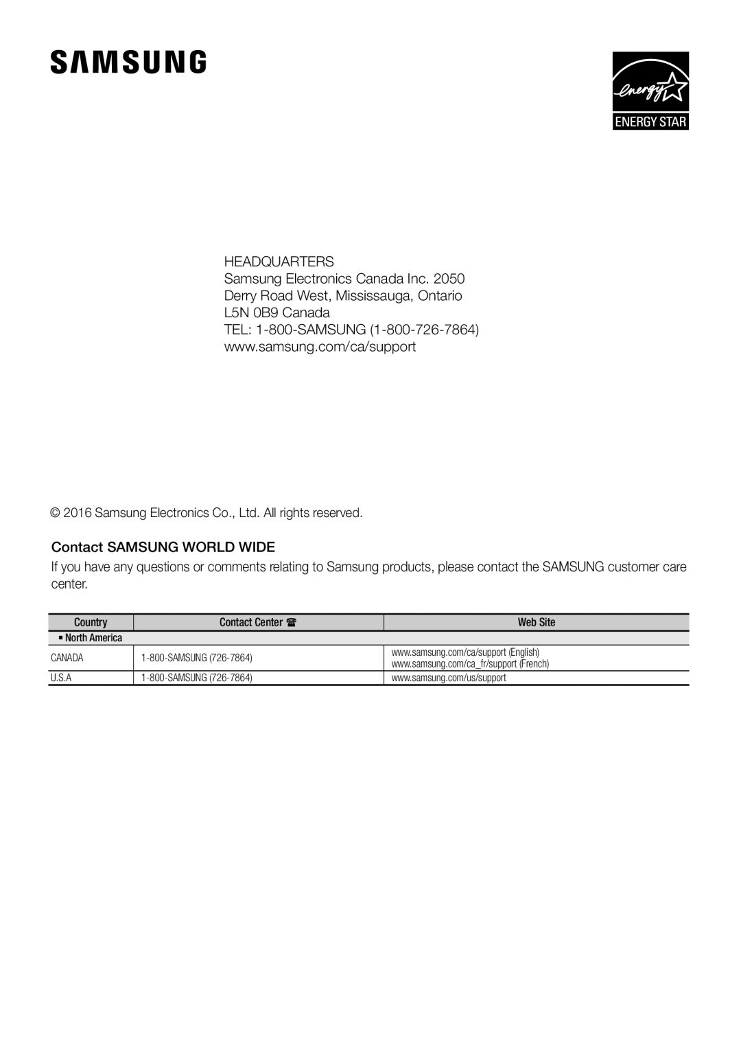 Contact SAMSUNG WORLD WIDE Standard HW-K550