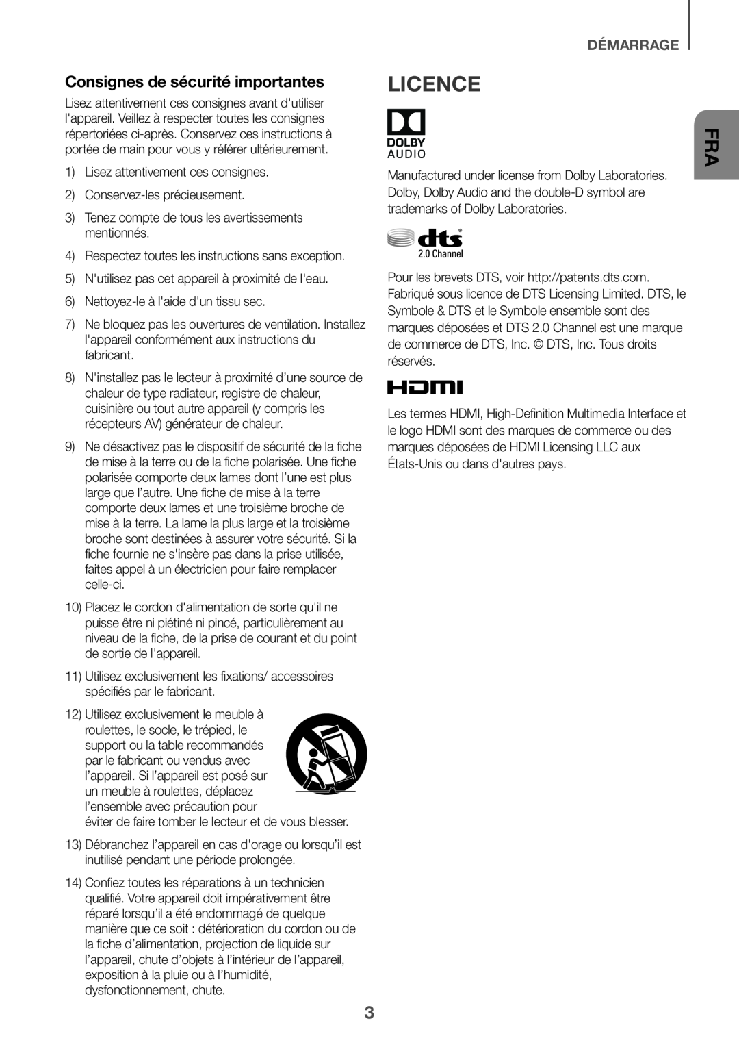 Consignes de sécurité importantes Standard HW-K550