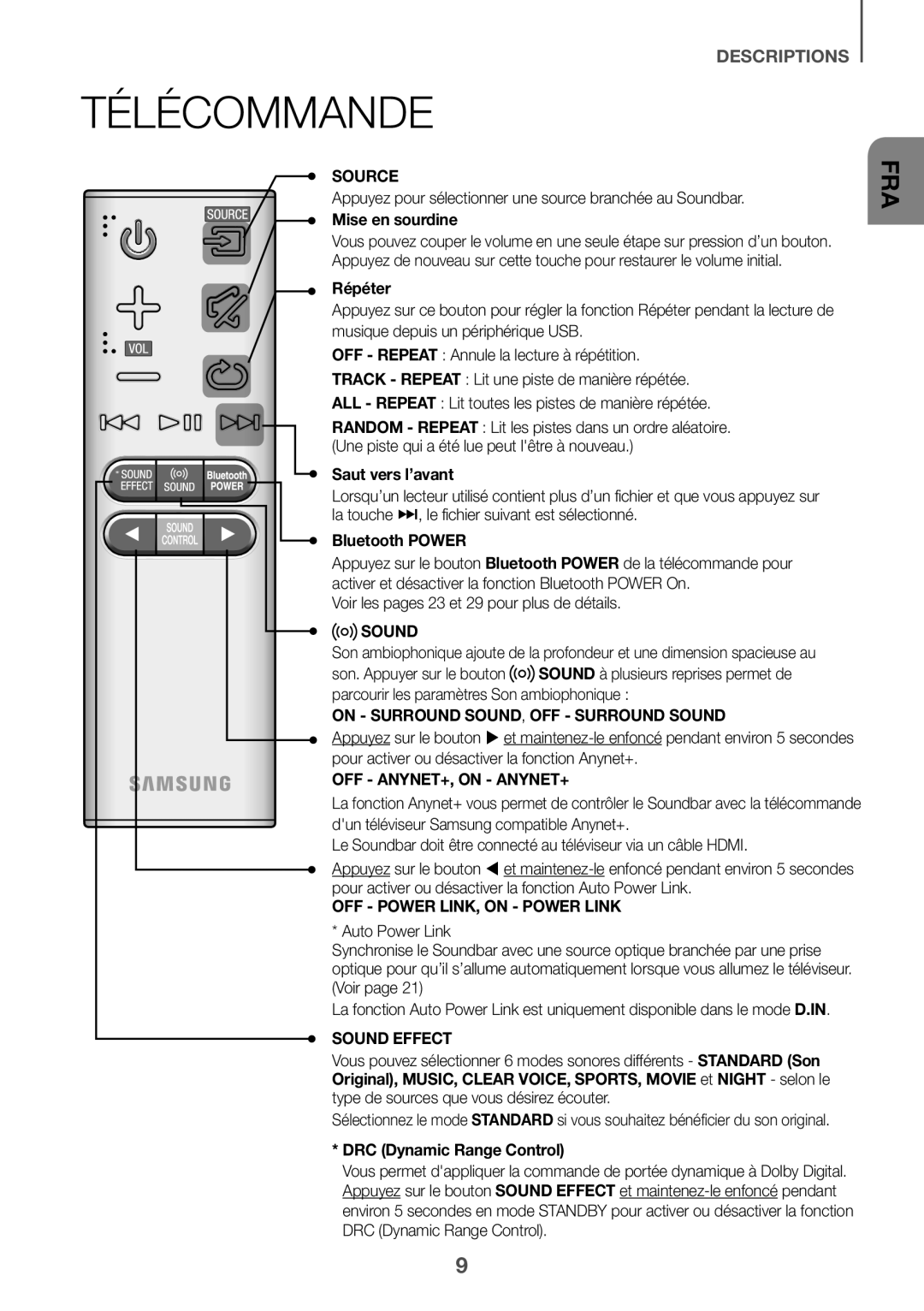 Télécommande Standard HW-K550