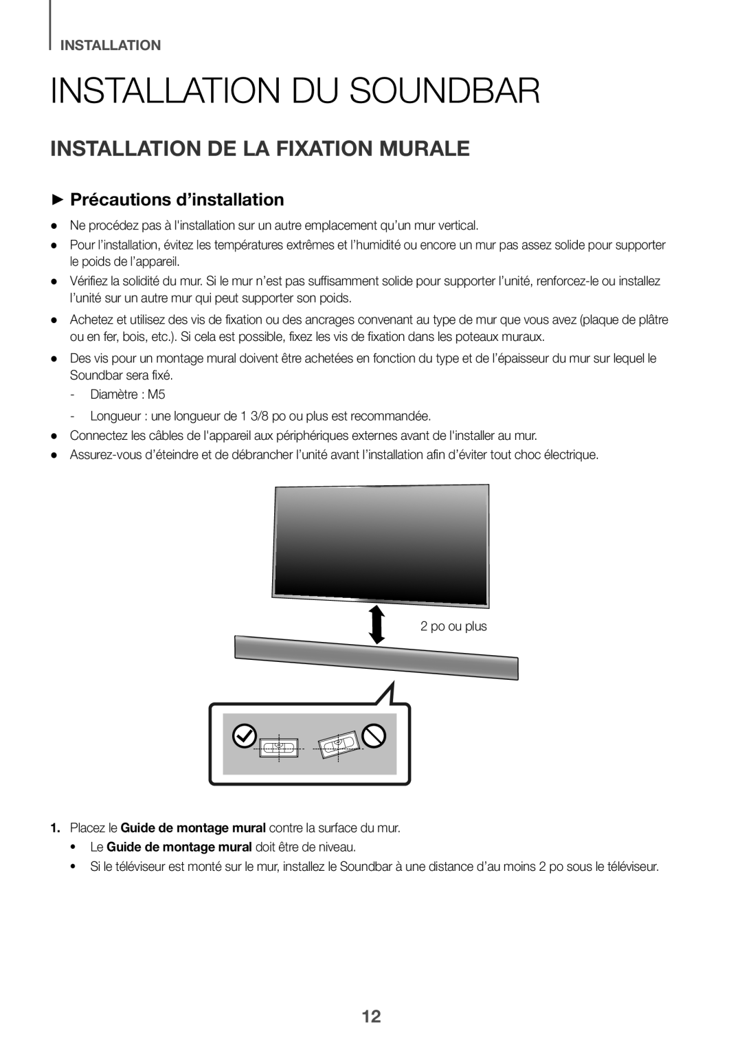 Installation de la fixation murale Standard HW-K550