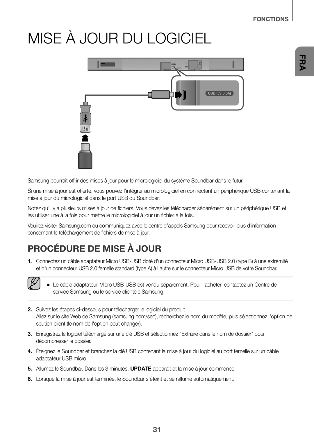 Mise à jour du logiciel Standard HW-K550