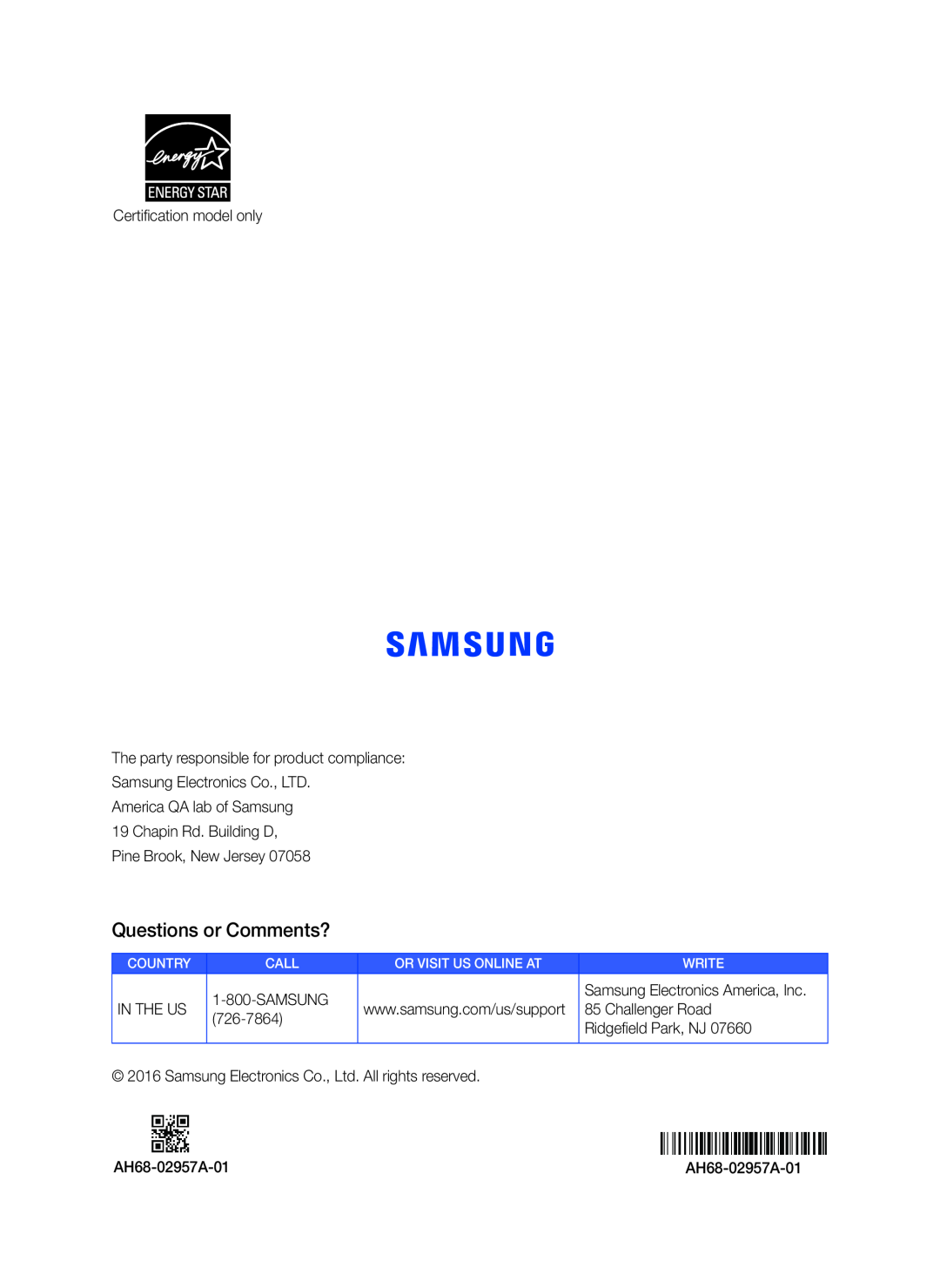 Questions or Comments Standard HW-K550