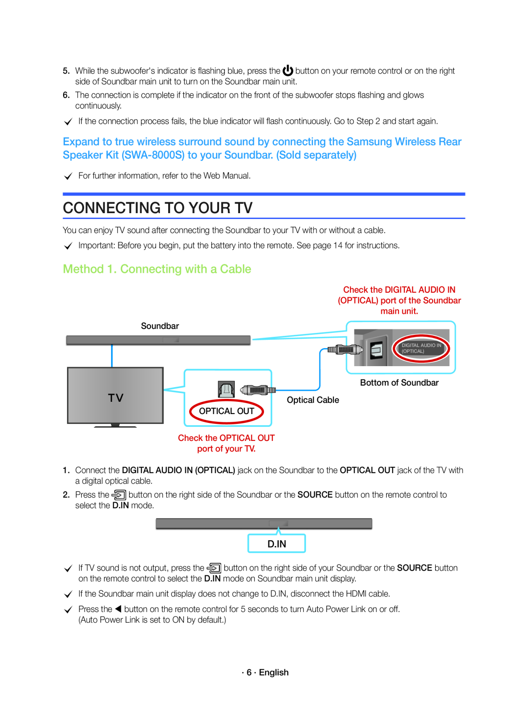 Method 1. Connecting with a Cable Standard HW-K550