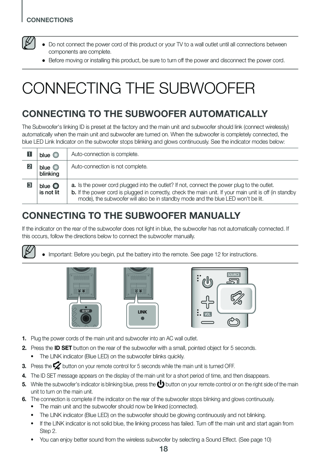 CONNECTING THE SUBWOOFER Standard HW-K360