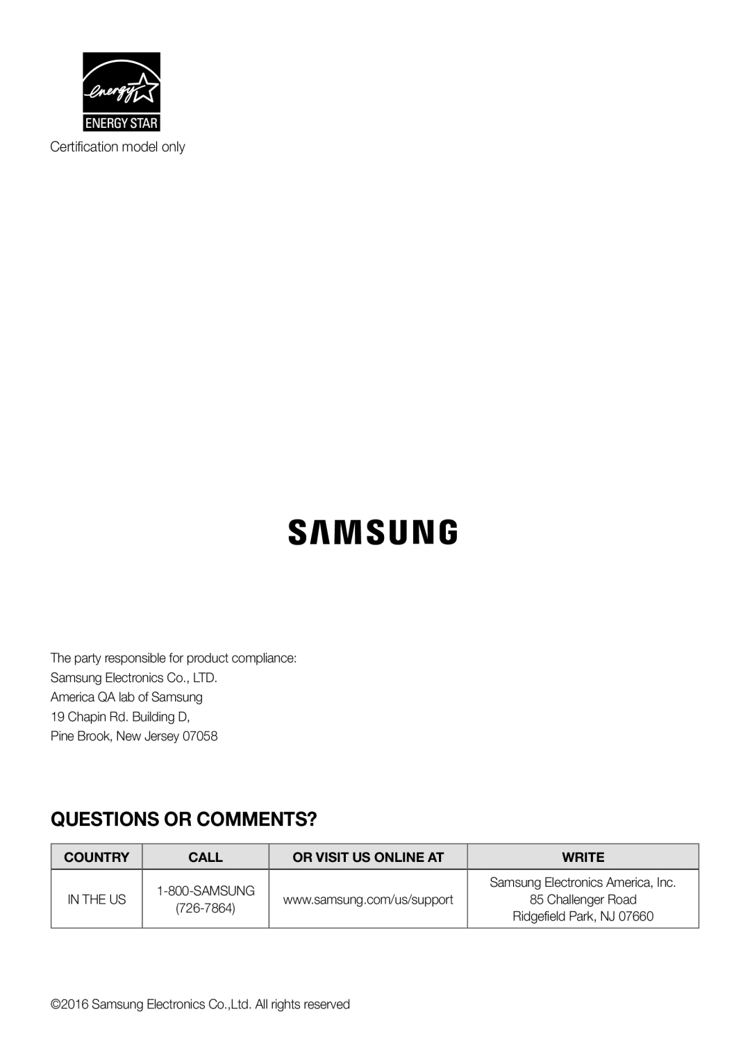 Certification model only Standard HW-KM36