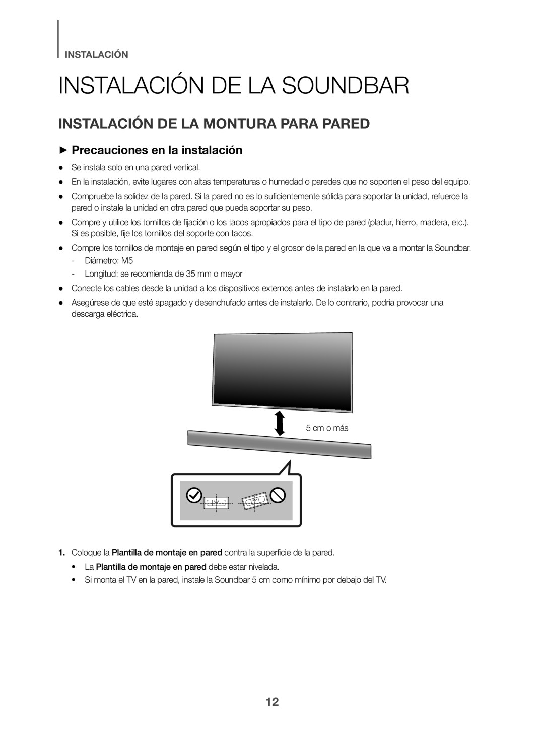 INSTALACIÓN DE LA MONTURA PARA PARED Standard HW-K360