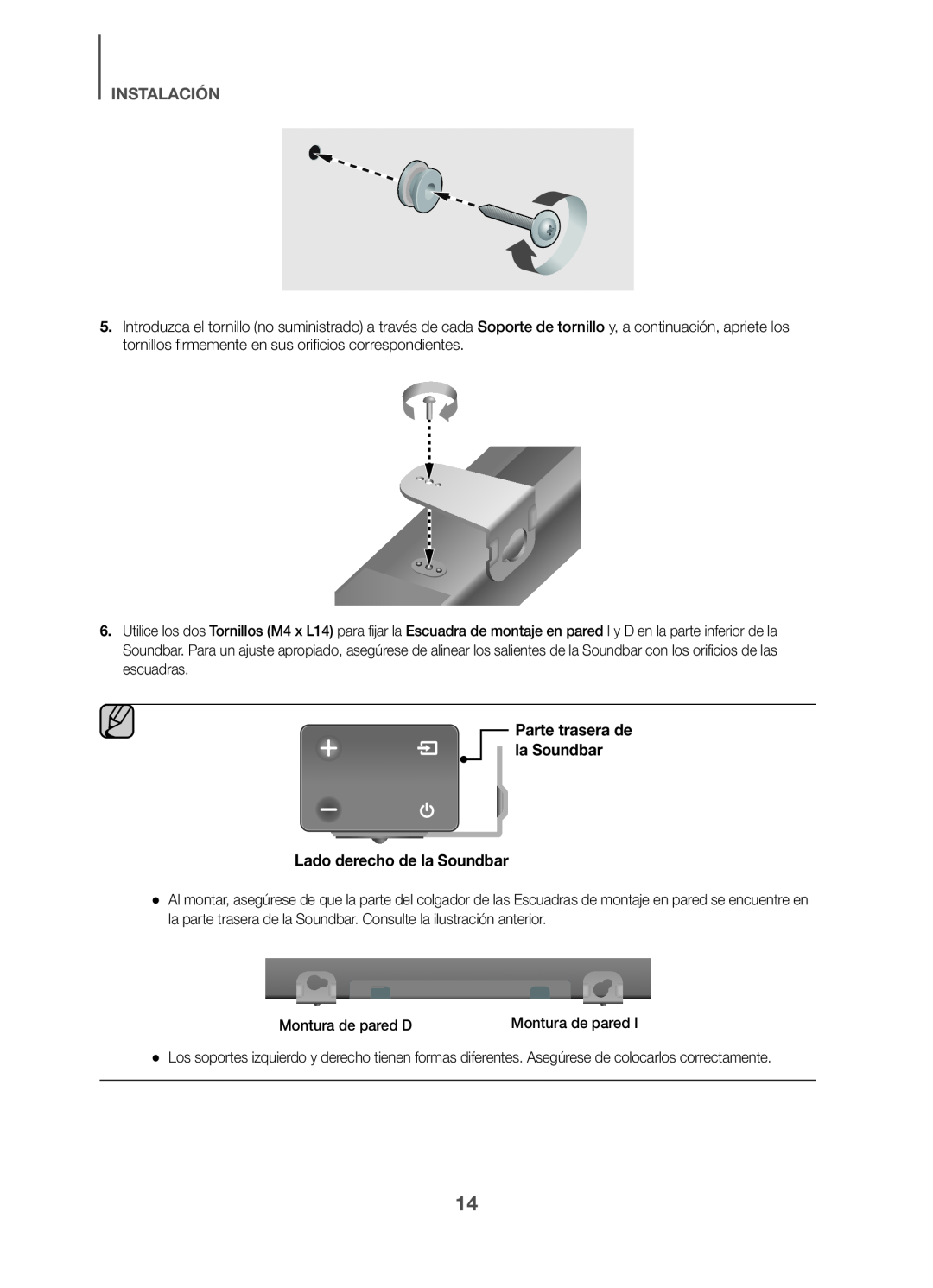 Lado derecho de la Soundbar