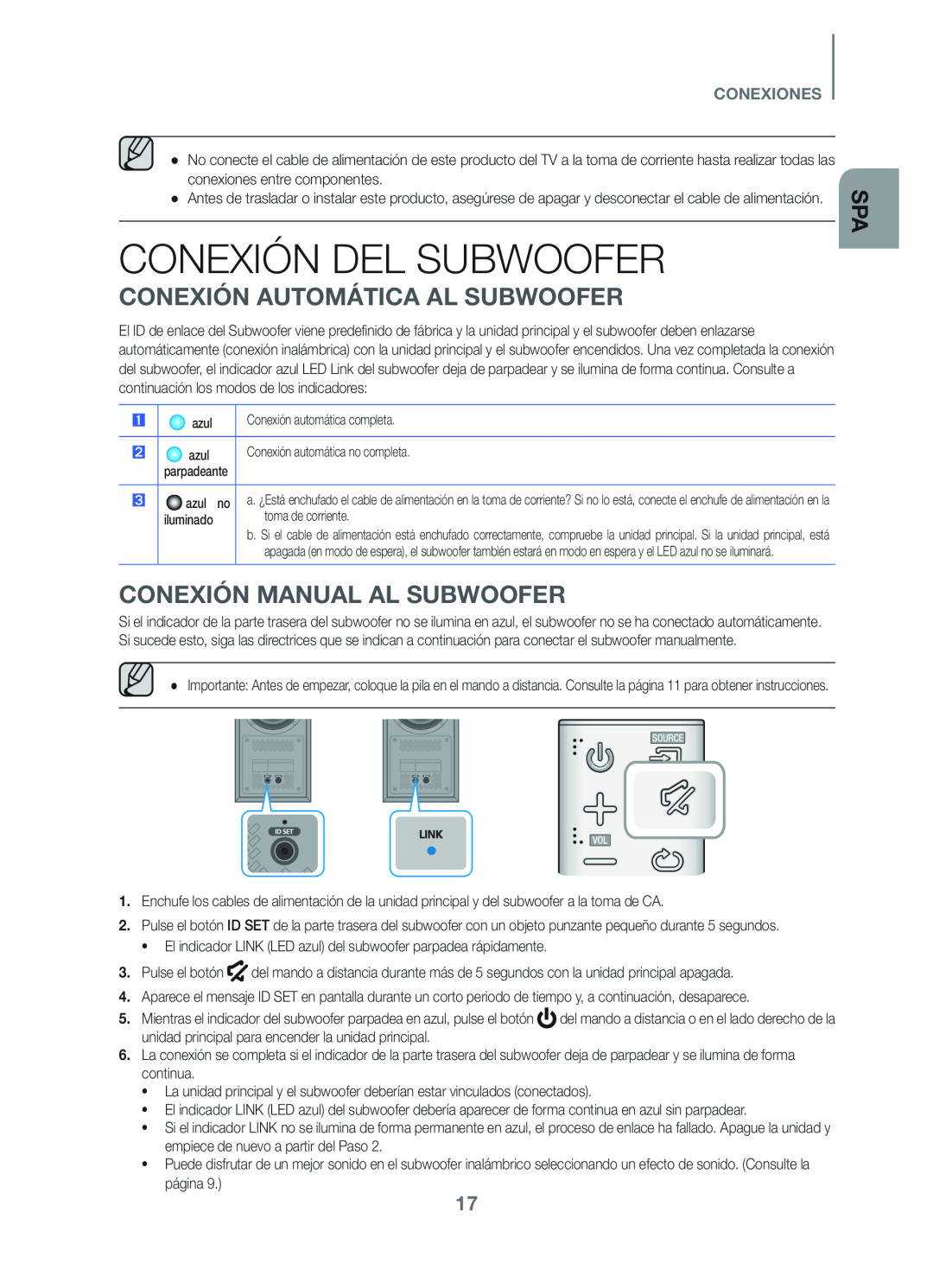 CONEXIONES CONEXIÓN AUTOMÁTICA AL SUBWOOFER