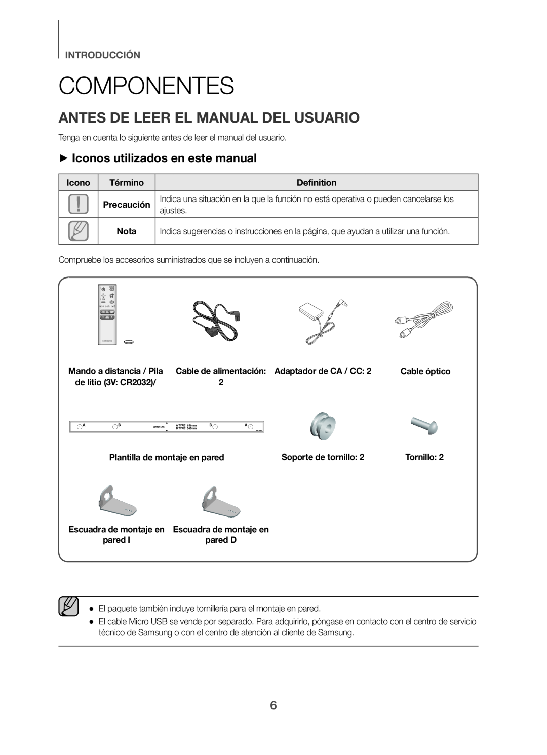 ANTES DE LEER EL MANUAL DEL USUARIO Standard HW-K360