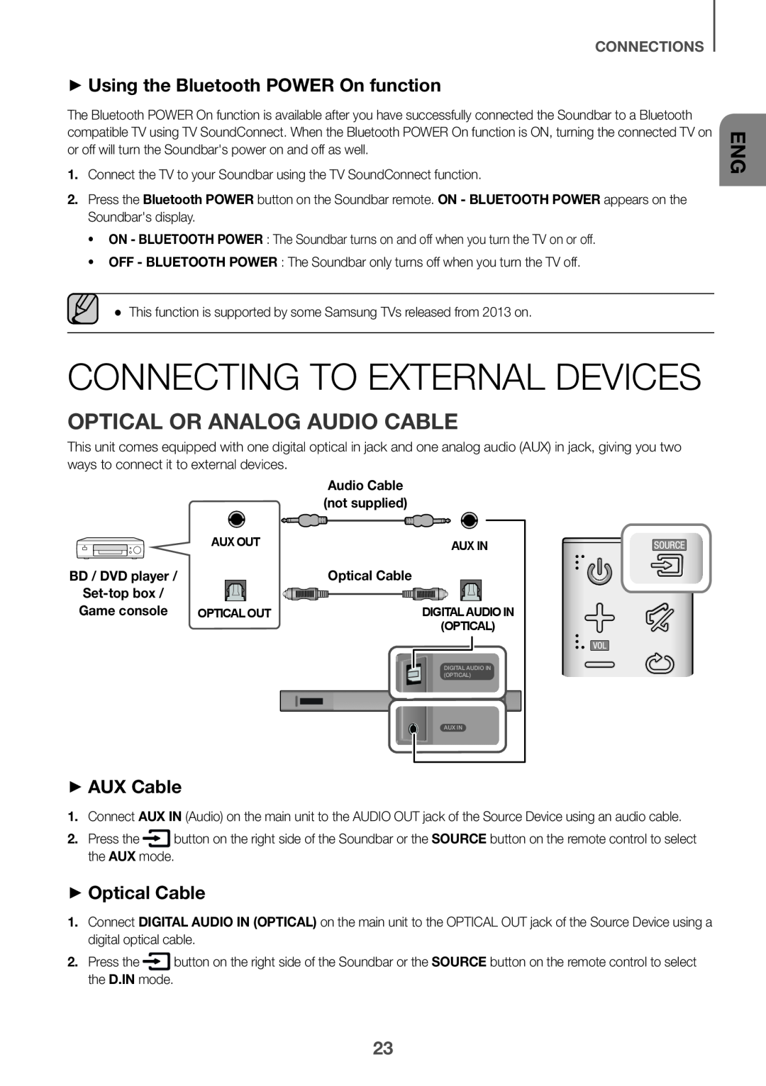 ++Using the Bluetooth POWER On function ++AUX Cable