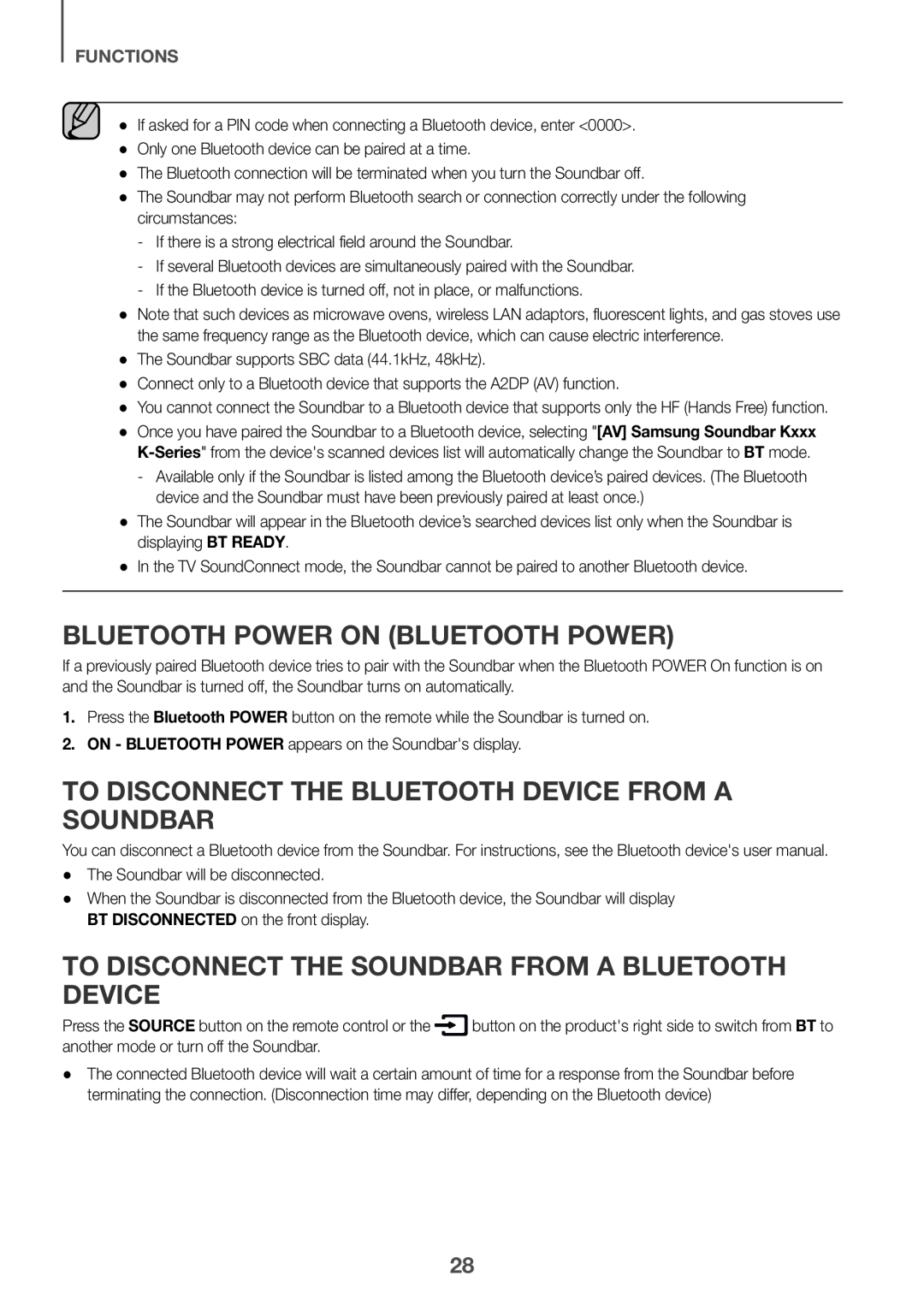 Bluetooth POWER On (Bluetooth POWER) Standard HW-KM39