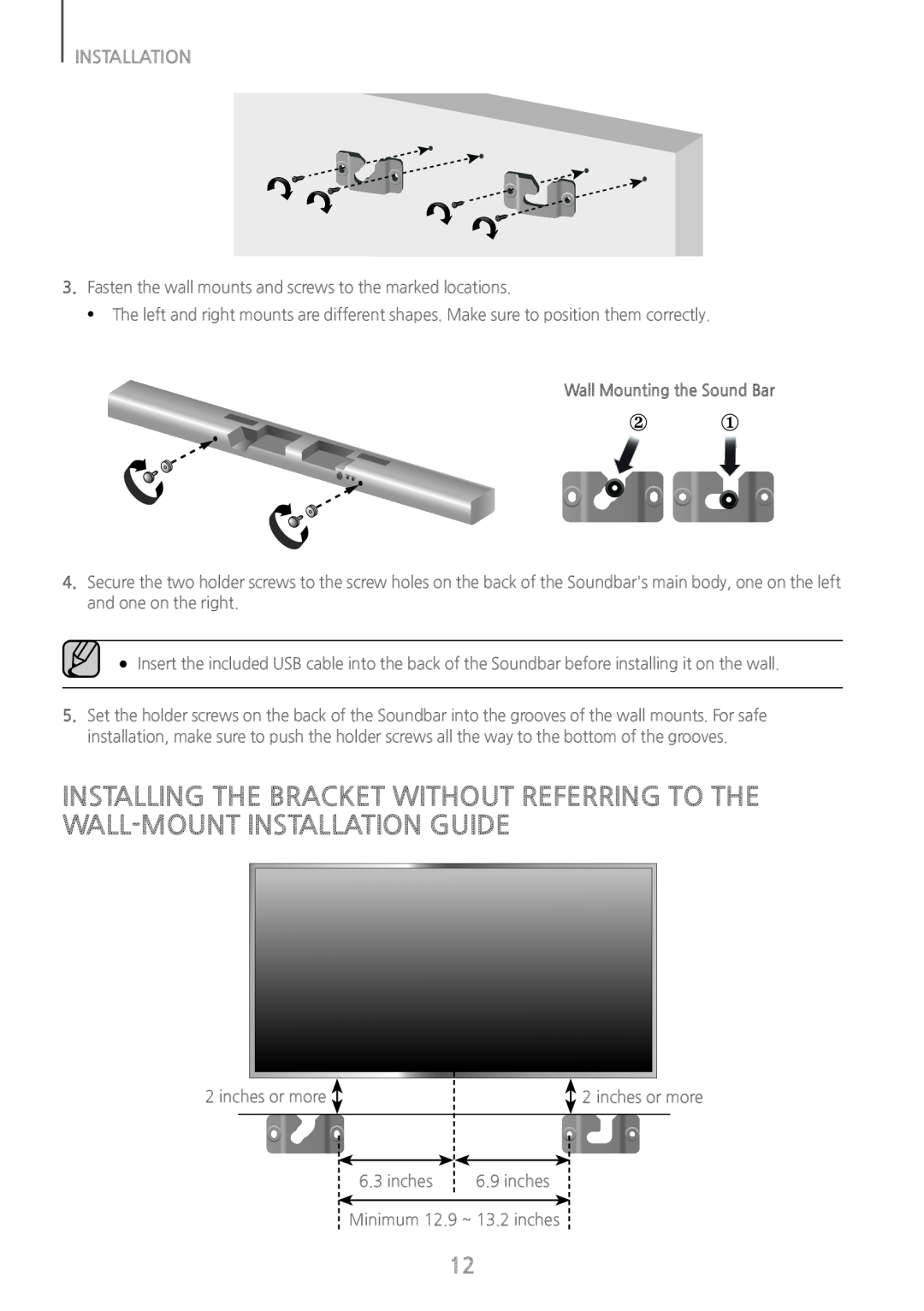 INSTALLING THE BRACKET WITHOUT REFERRING TO THE WALL-MOUNTINSTALLATION GUIDE Standard HW-J650