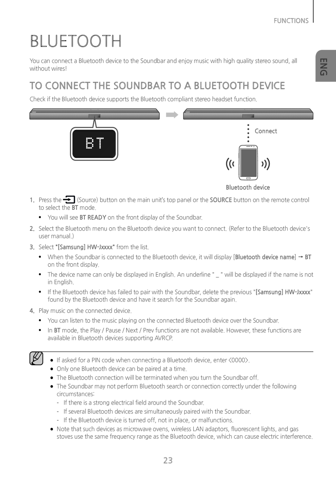 TO CONNECT THE SOUNDBAR TO A BLUETOOTH DEVICE Standard HW-J650