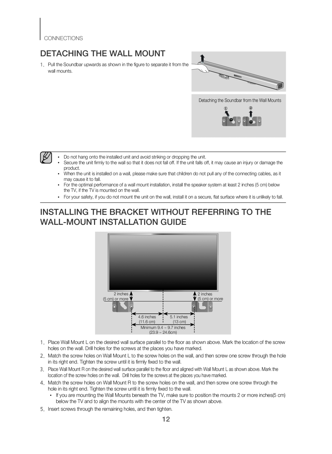 DETACHING THE WALL MOUNT INSTALLING THE BRACKET WITHOUT REFERRING TO THE WALL-MOUNTINSTALLATION GUIDE