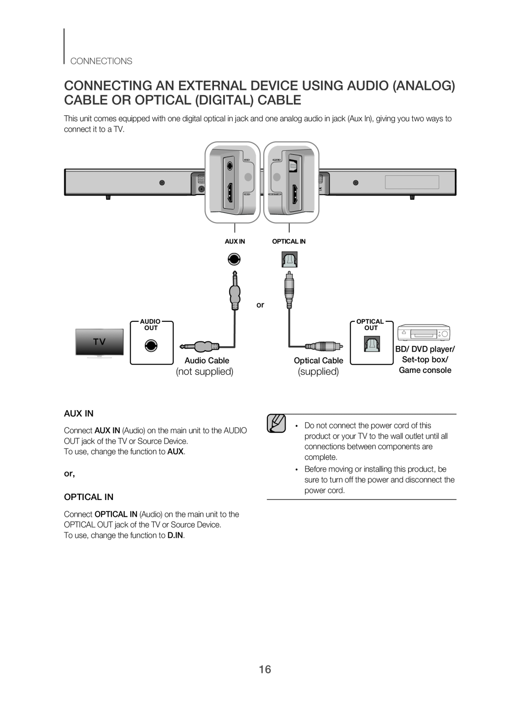 OPTICAL IN Standard HW-J550, HW-J551