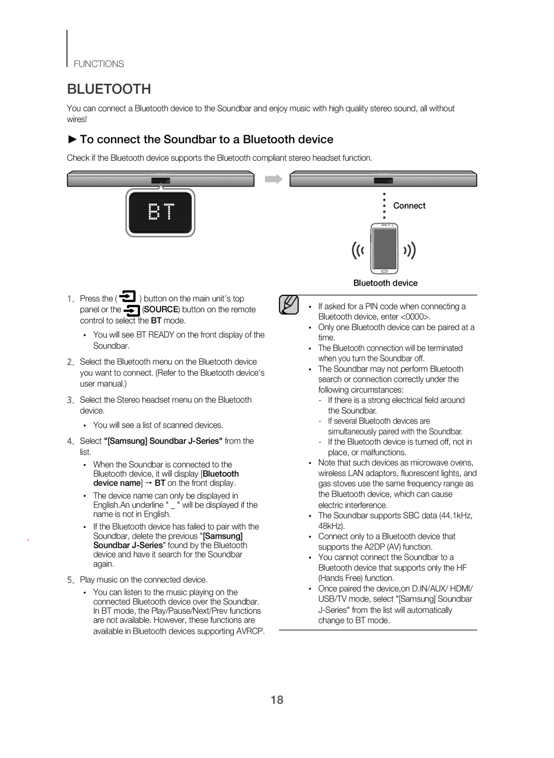 ▶▶To connect the Soundbar to a Bluetooth device Standard HW-J550, HW-J551