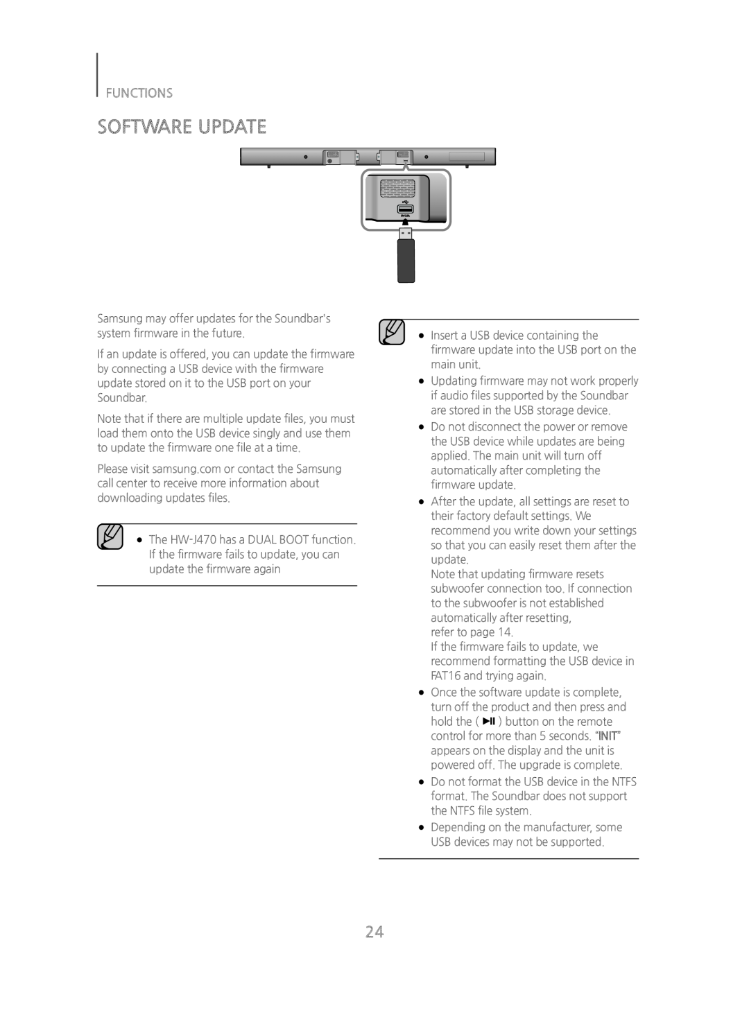 SOFTWARE UPDATE Standard HW-J470